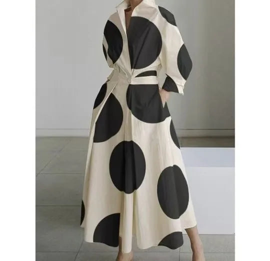 Women's Summer Dress Plus Size Commuter Polo Neck Loose Fit New Elegant Trendy Minimalist Fashionable Niche Versatile Casual Fit
