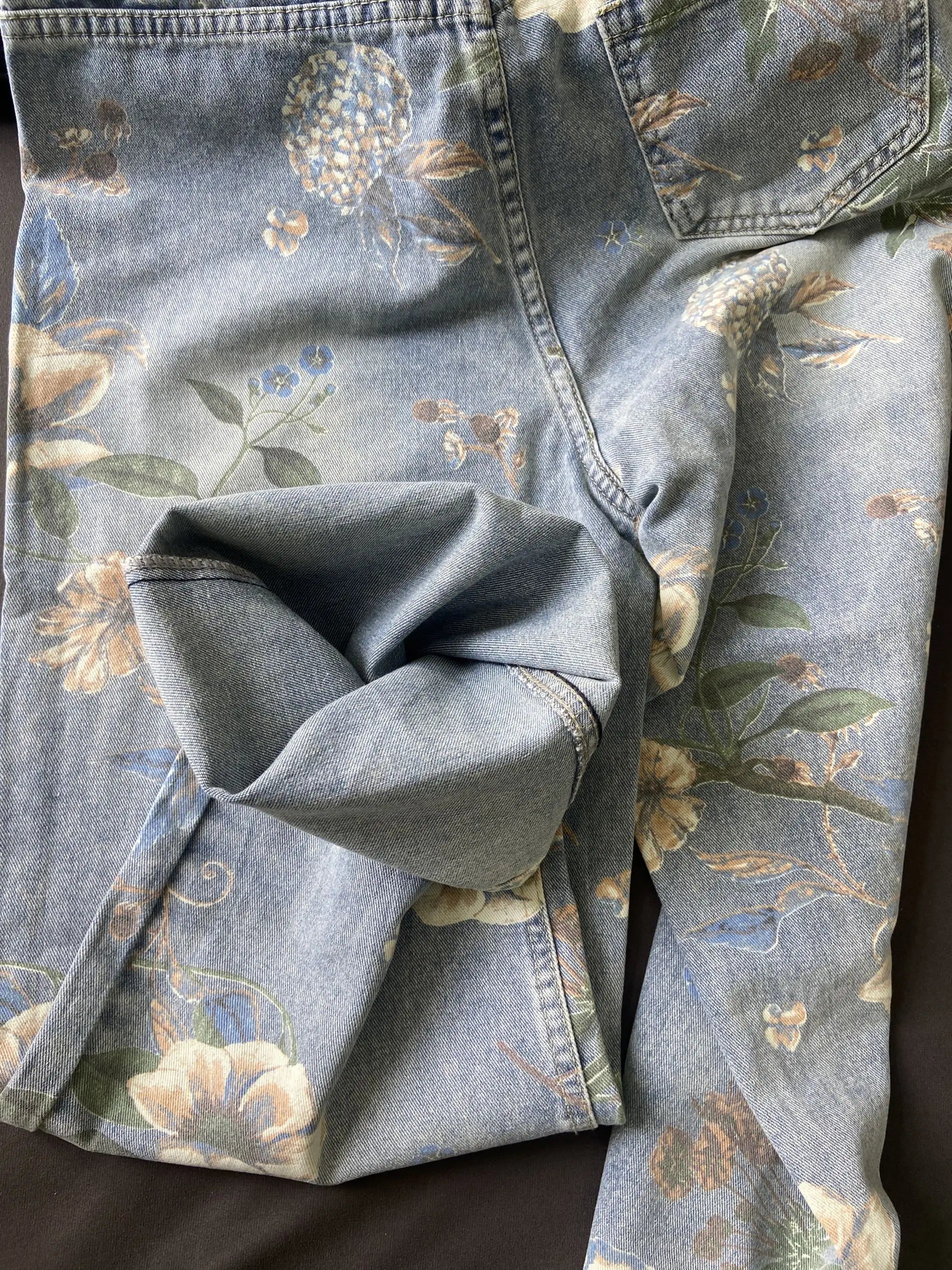 Fashion Printed Jeans 2025 Retro Floral Denim Mopping Trousers Korean Style High Street Loose Hip Hop Wide-leg Jean Pants