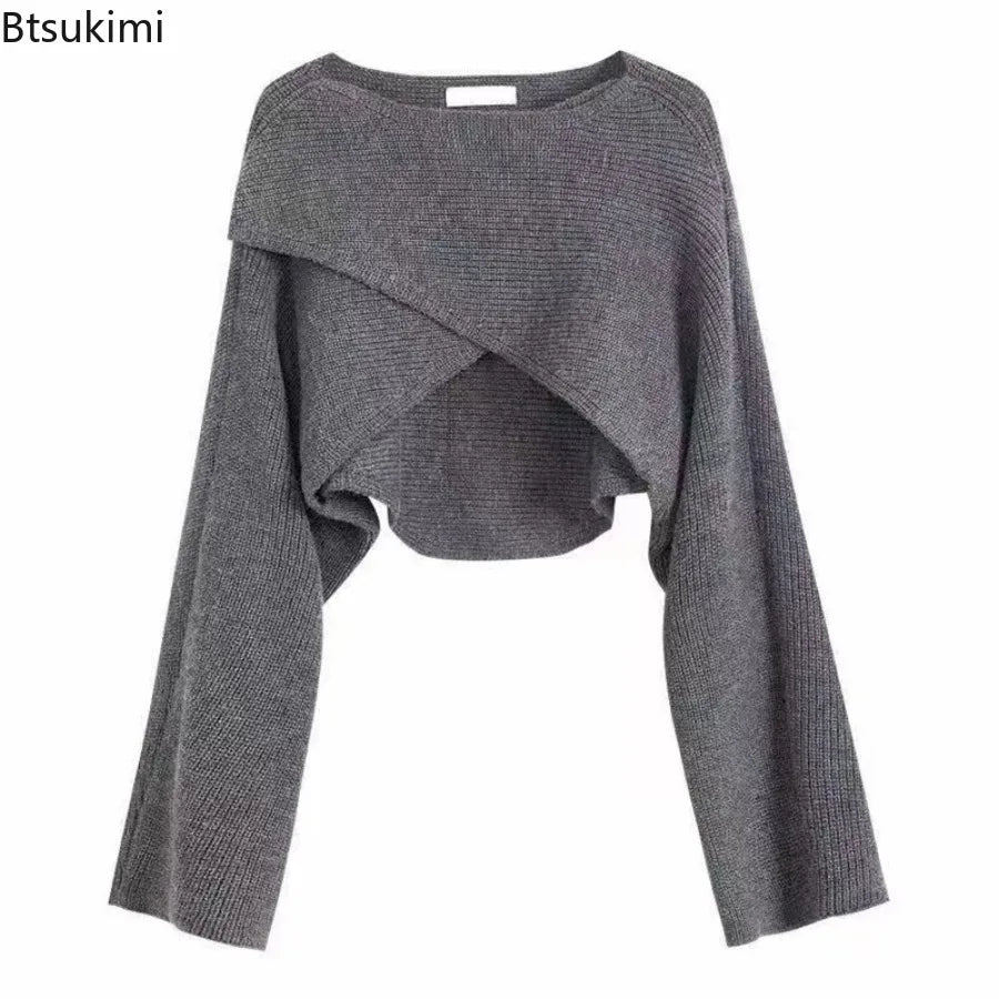 Autumn Fashion Knitted Pullover Elegant O Neck Sweater Women New Casual Solid Color Loose Long Sleeve Hem Irregular Women Top