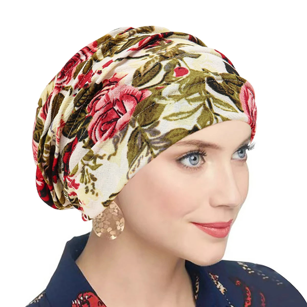 Trendy Printed Flower Cap Night Sleeping Cap Muslim Women Hijab Leopard Bonnet Ladies Headscarf Convenient Hat Wrap