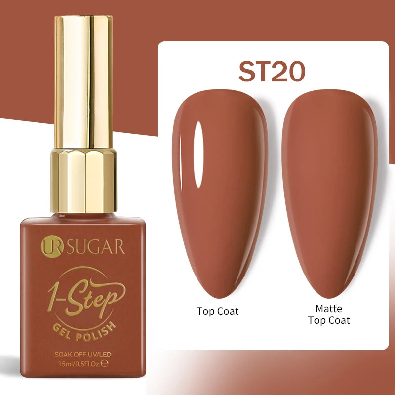 UR SUGAR 1-step Gel Polish 12ML Glitter Nail Spring Summer White Nude Pink Gel Nail Polish 3 IN 1 No Need Base Gel and Top Coat