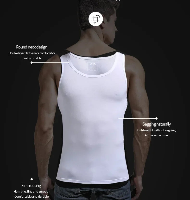 5PCS Men's summer trendy slim-fit hurdling style, modal, wearing a white undershirt underneath, men's tight-fitting