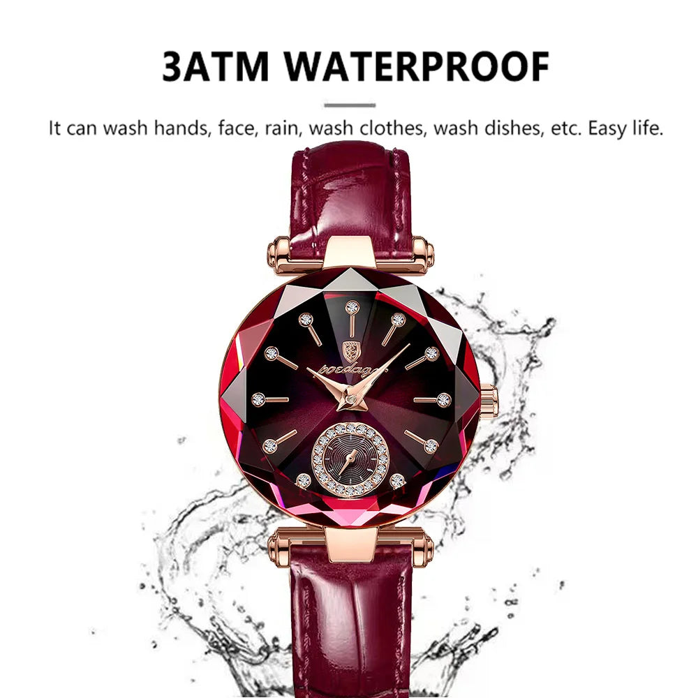 POEDAGAR Top Exquisite Elegant Watches For Women Waterproof Leather High Quality Original Woman's Watch Quartz Ladies Wristwatch