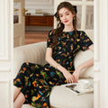 LOUIS YAO Women's Printed Dress 2025 Summer Soft Fabric New Cute Animal Flower Patterns Umbrella-shaped Skirt Hem Long Dresses
