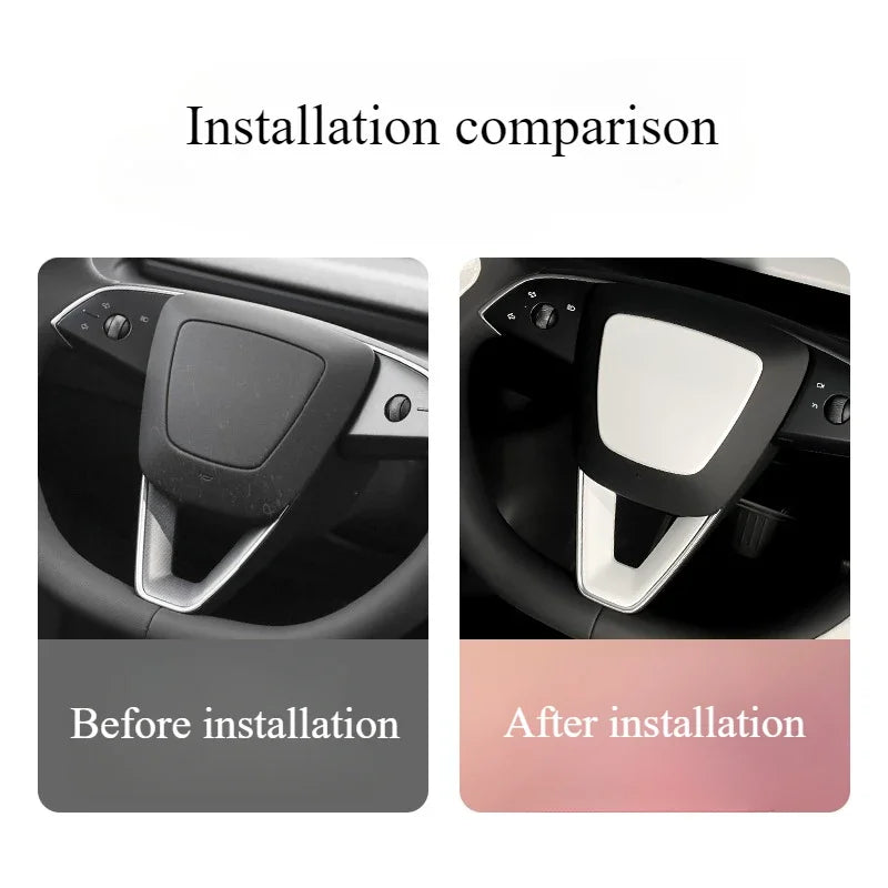For Tesla Model 3 Highland 2024 Car Accessories Steering Wheel Patch Decorative Protective Cover Sticker Steering Wheel Sticker