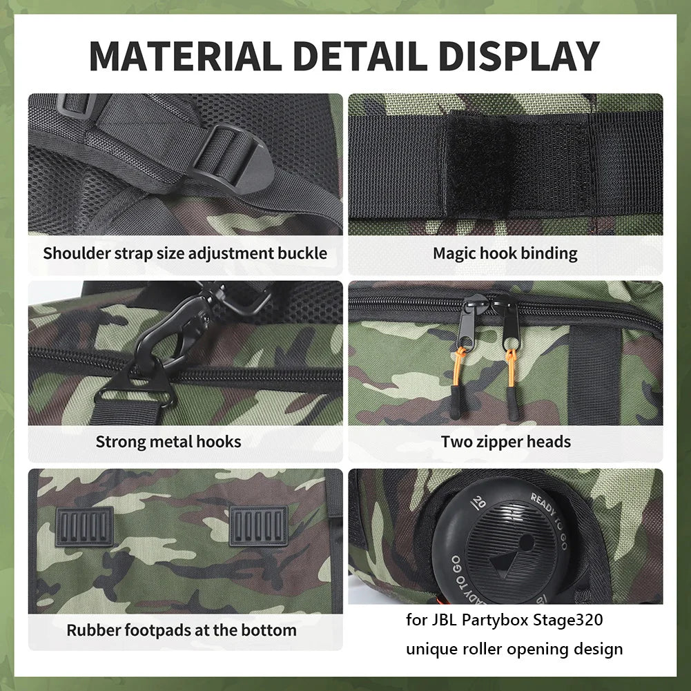 Speaker Carry Backpack For JBL Partybox Stage 320 BT Speaker Carrying Case Shockproof Portable Speaker Carry Tote Bag Backpack