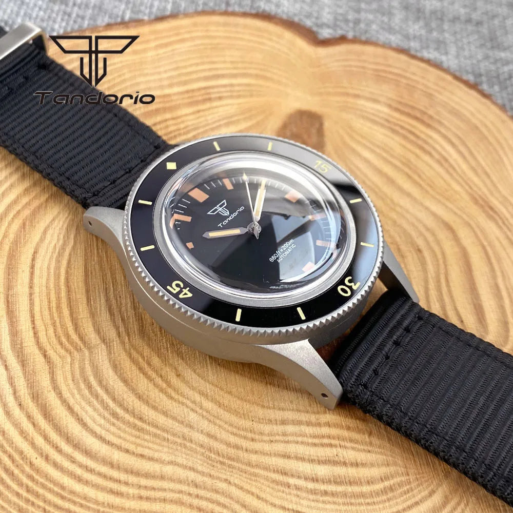 Tandorio Mechanical 40mm 50-Fathoms Style Men Watch Miyota8215/PT5000 Movt Domed Sapphire Glass Waterproof Wristwatch Luminous