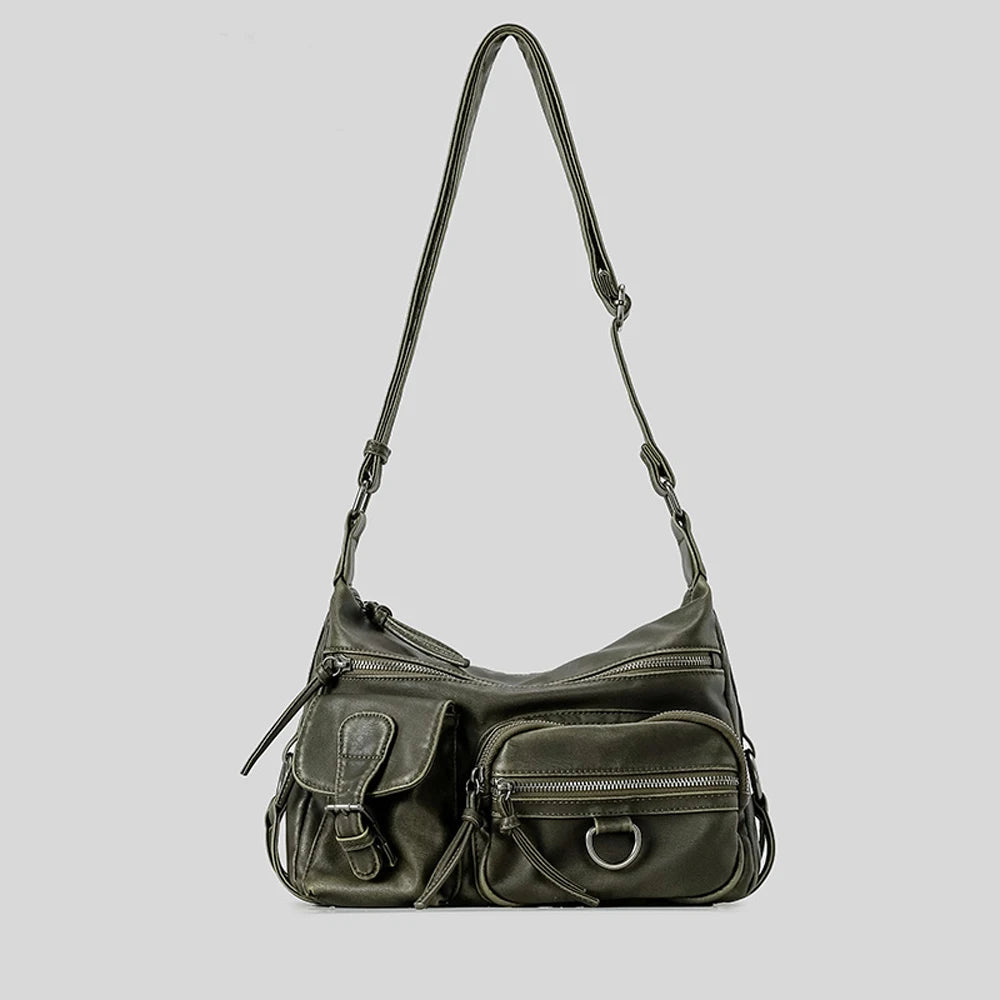 Annmouler Designer Women Shouler Bag Large Capacity Crossbody Bag Casual Soft Pu Leather Messenger Bag Multi-pocket Purses