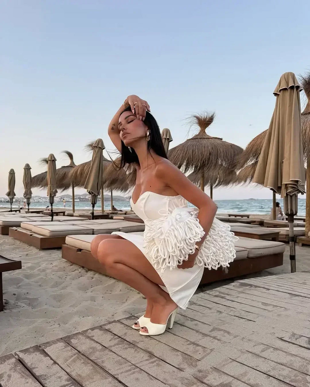 Fashion Women Strapless Backless Dress Off-shoulder Corset Bustier Party Club Dresses 2025 Chic Lady Waist Cinching Evening Gown