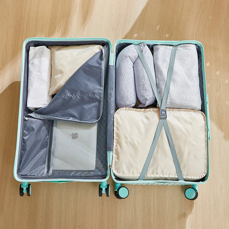 Large Capacity 20-26 Inch Rolling Luggage with Cup Holder Travel Bag Convenien Mobile Phone Stand Simple Travel Rolling Suitcase