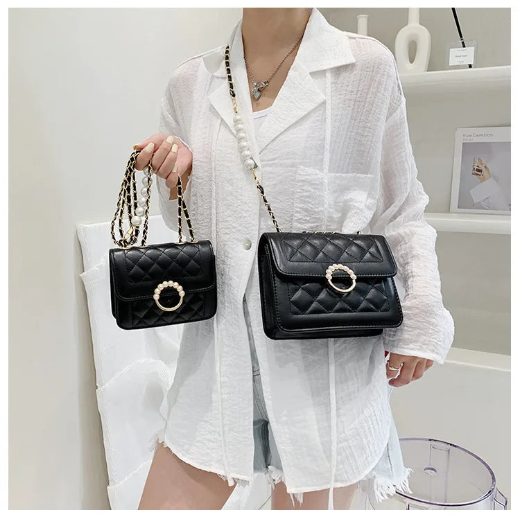 Summer Mini Small Handbags New Tide Pearl Chain Bags Women's Bag Versatile White Single Shoulder Crossbody Handbag