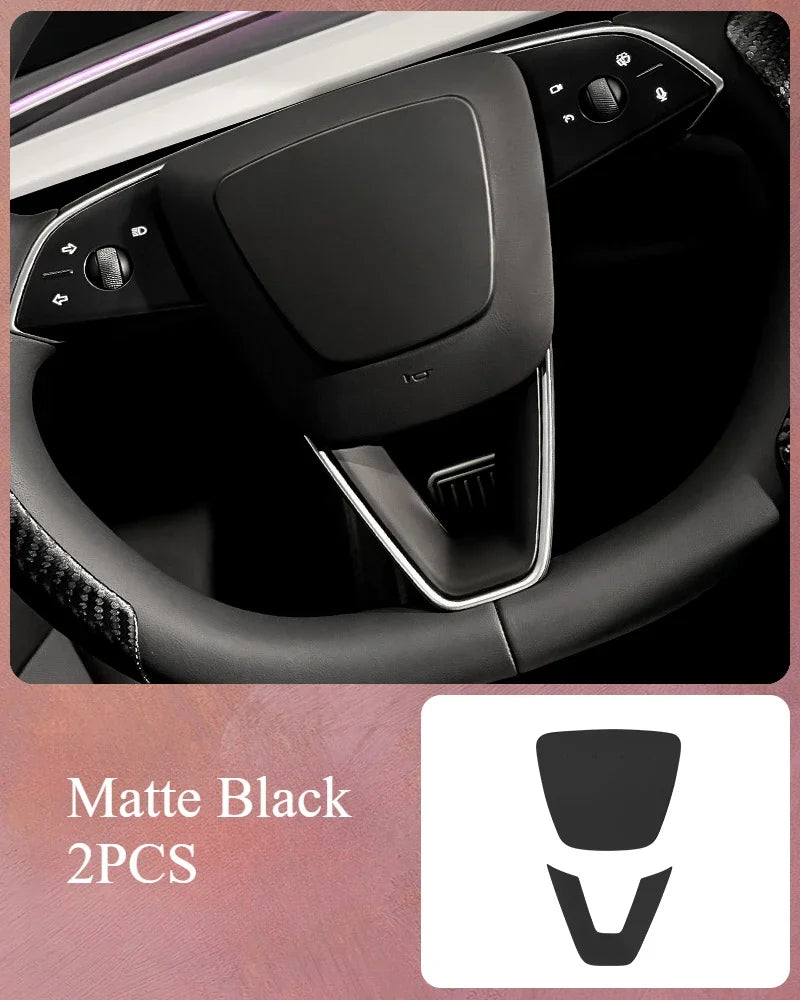For Tesla Model 3 Highland 2024 Car Accessories Steering Wheel Patch Decorative Protective Cover Sticker Steering Wheel Sticker