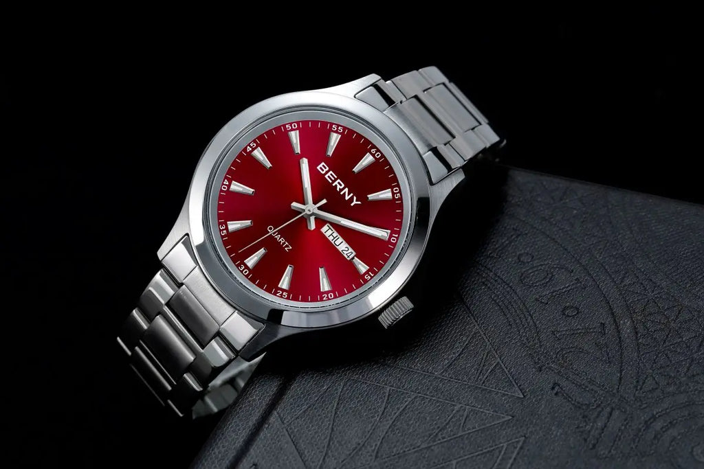 BERNY Watches for Men 40mm Luminous Elegance Dress Quartz Watch Calendar Week Luxury Waterproof Casual Business Men's Wristwatch
