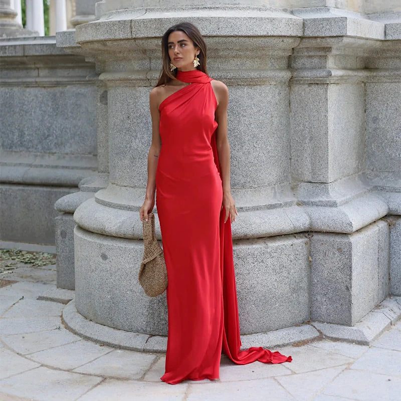 Sexy Ribbon Sleeveless Long Dress Women Elegant Slim Stain Backless Lace Up Party Dresses 2026 Fashion Solid Holiday Robe Lady