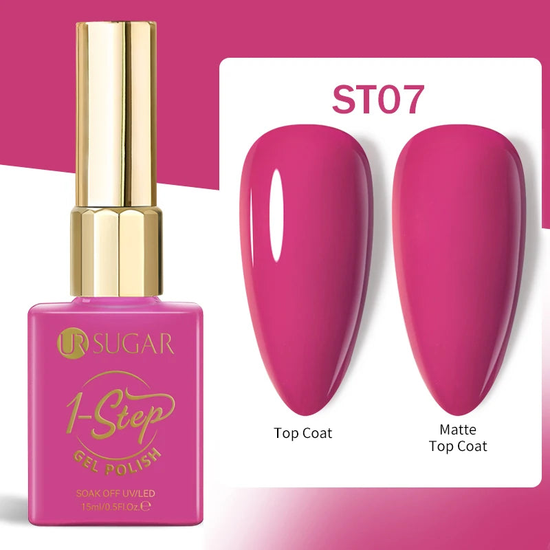 UR SUGAR 1-step Gel Polish 12ML Glitter Nail Spring Summer White Nude Pink Gel Nail Polish 3 IN 1 No Need Base Gel and Top Coat