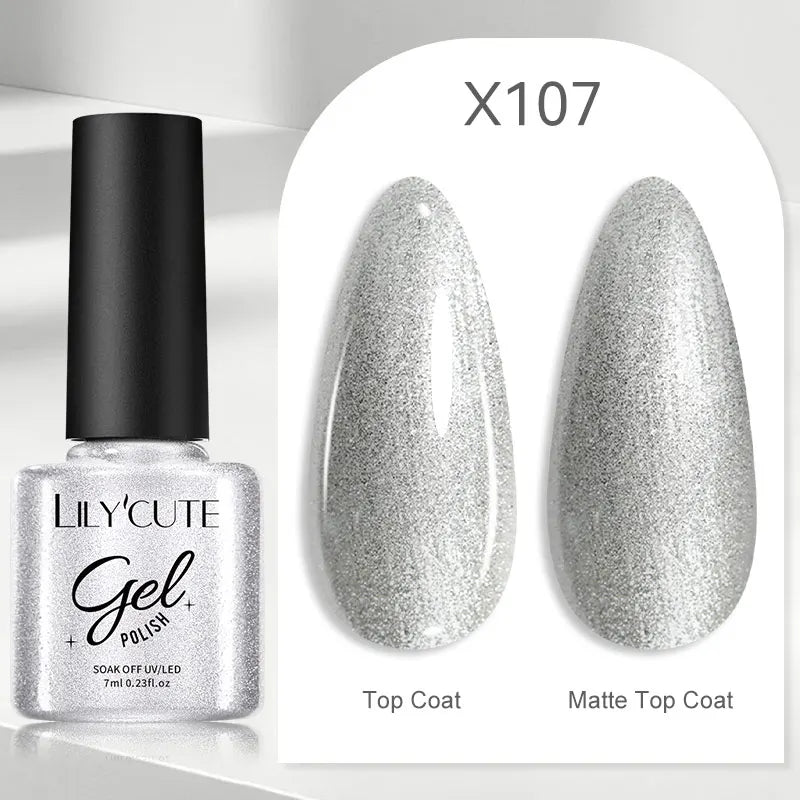 LILYCUTE 7ML Black White Color Gel Nail Polish Summer Colorful Gel Nail Art Semi Permanent UV Gel Soak Off UV LED Gel Varnishes