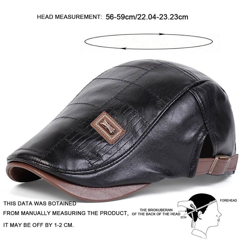 Men Retro Pu Leather Newsboy Caps JAMONT labeling British Painters Hats Spring Autumn Side Adjustable Flat Cap Hip Hop Berets