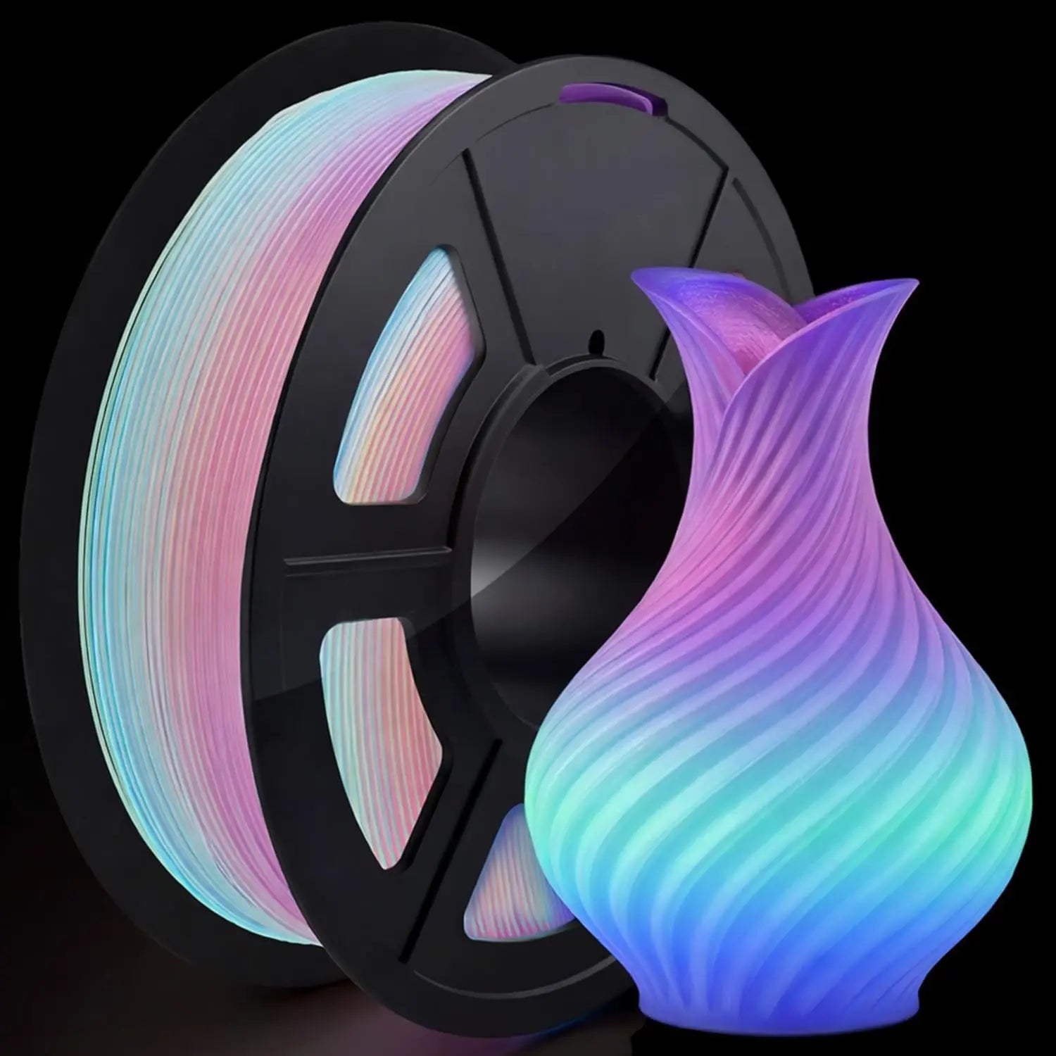 Glow in the Dark PLA 3D Printer Filament 1.75mm Rainbow Bundle Dimensional Accuracy +/- 0.03mm 250g for 3D Printing