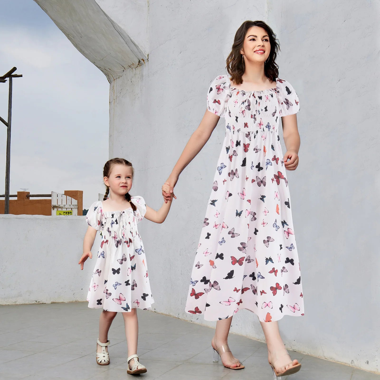 Summer Long Dress Robe Femme Casual Family Matching Outfits Boho Children's Clothing Beach Mother Daughter Dress Vestidos