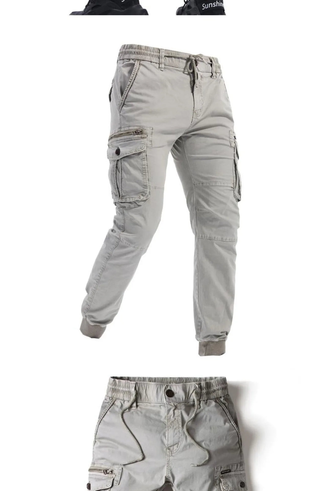 Spring Summer Men's Casual Fashion Work Pants Cuffed Multiple Pockets Slim Fit Youth Leisure Trousers Trendy Brand