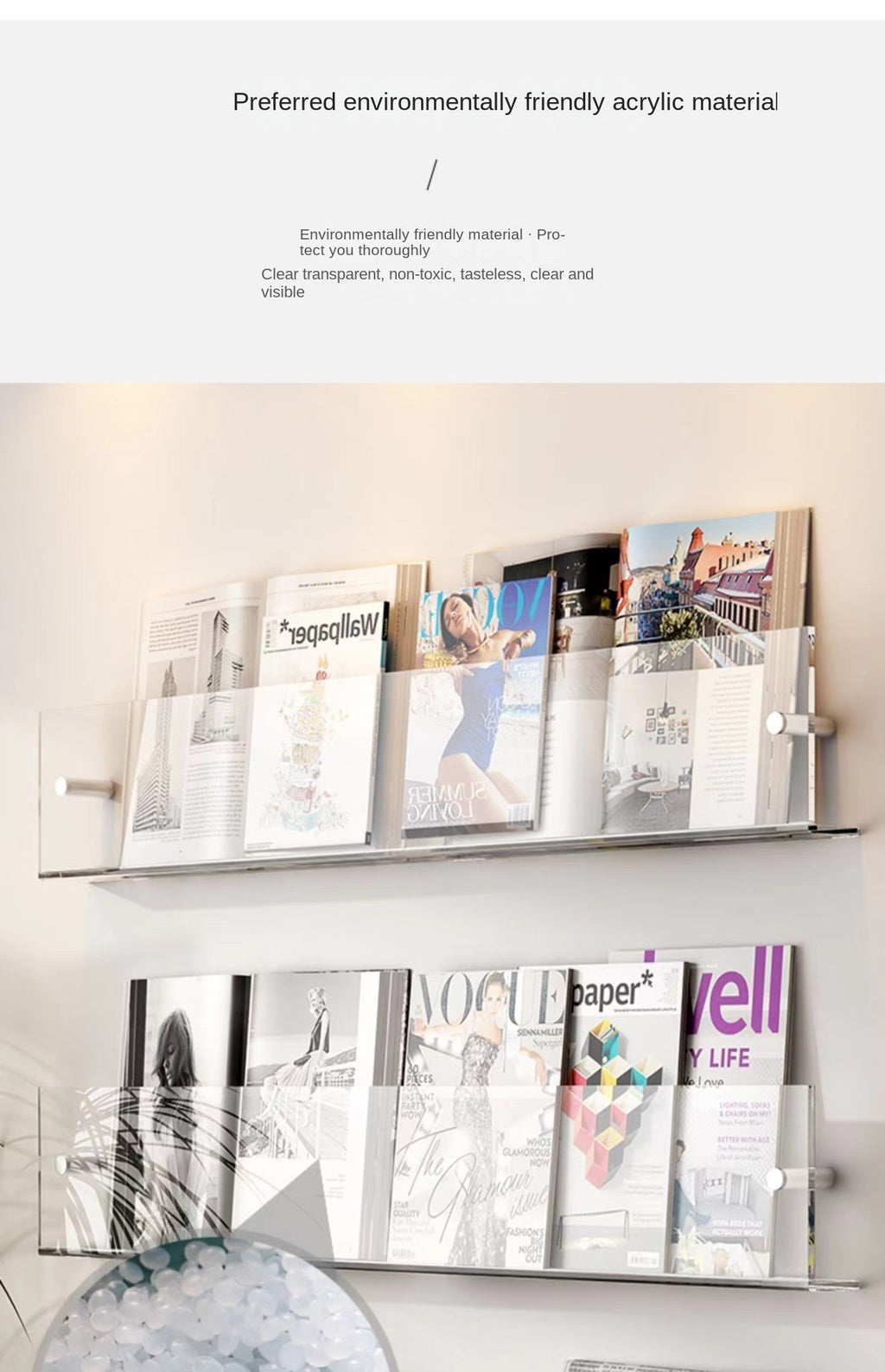Children's Book Shelves Creative Acrylic Storage Rack Wall Mounted Picture Book Holder Magazine Display Shelf New Arrivals