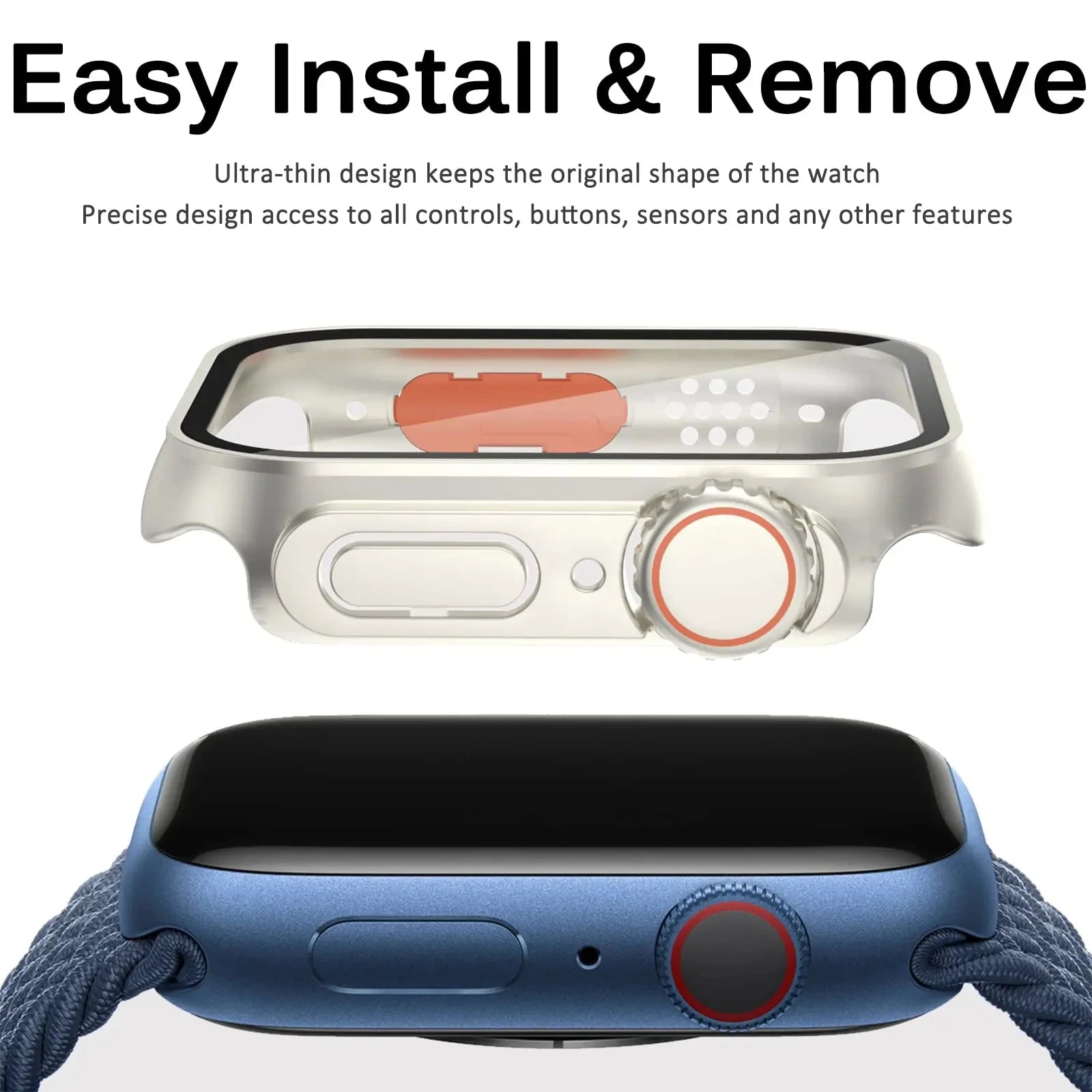 Glass+Case for Apple Watch 44mm 45mm 41mm 40mm 42mm 38mm Screen Protector Cover Change Ultra Bumper iWatch Series 9 8 7 SE 6 5 3