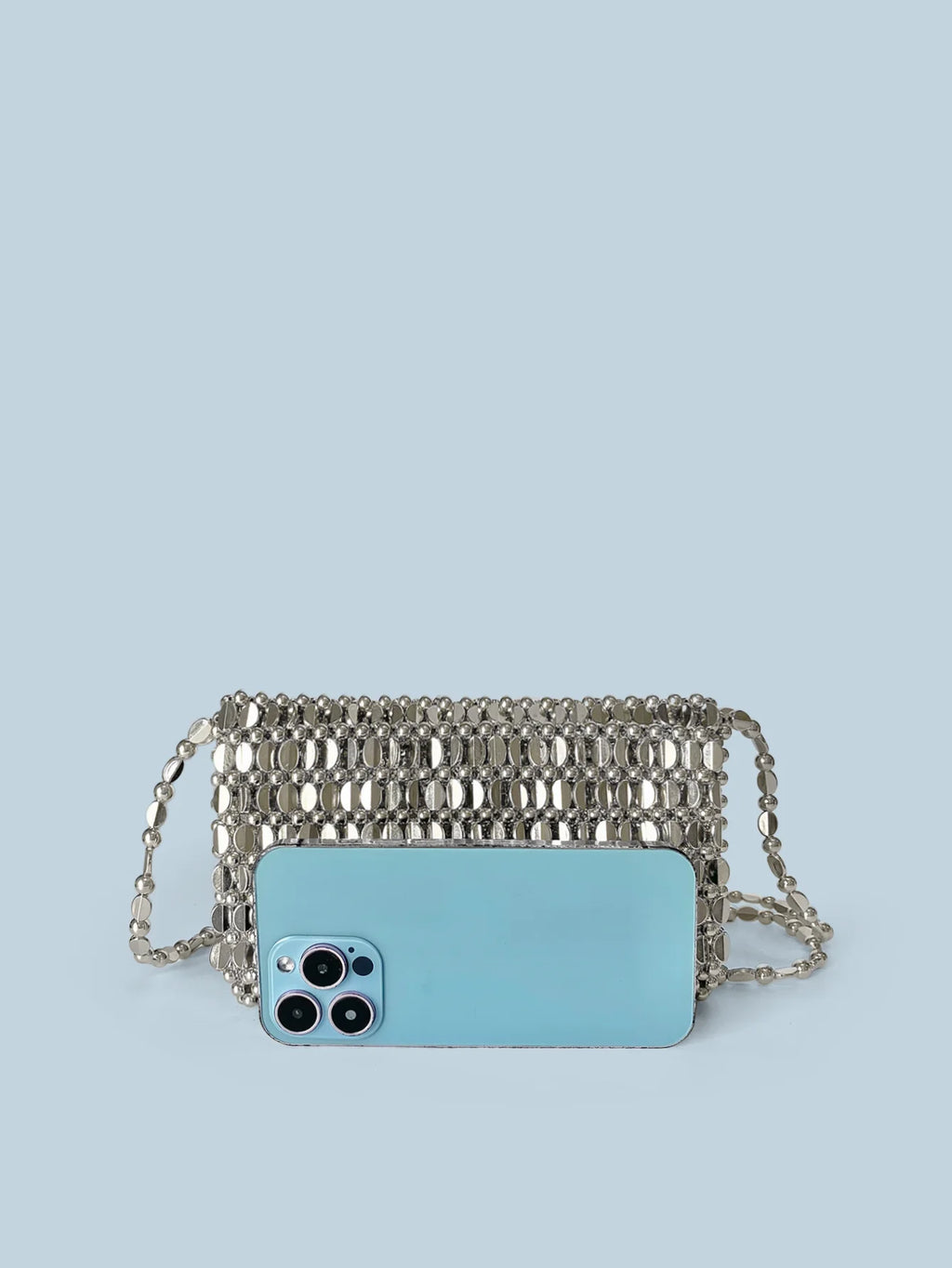 Summer New Blingbling Retro Silver Hollow Design Handmade Beaded Flip Phone Bag