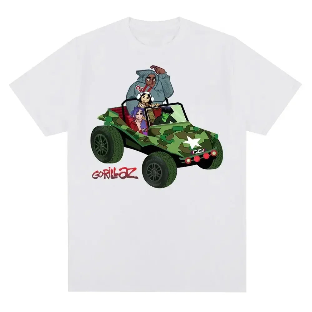 Music Band Gorillazs Punk Rock Print T Shirt 90s Casual Fashion Short Sleeve T Shirt Unisex Harajuku Kawaii T-shirt Y2K Clothing