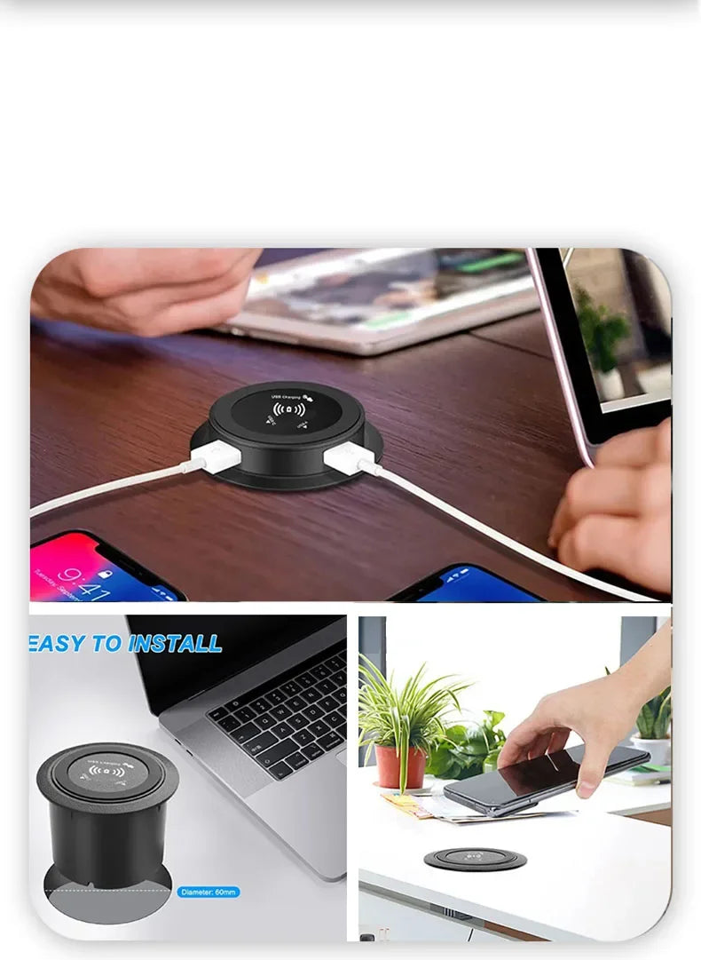 3 in 1 Wireless Charger Built in Type-C USB Ports Desktop Embedded Charging Station for iPhone 17 Xiaomi Airpods Mobile Phone