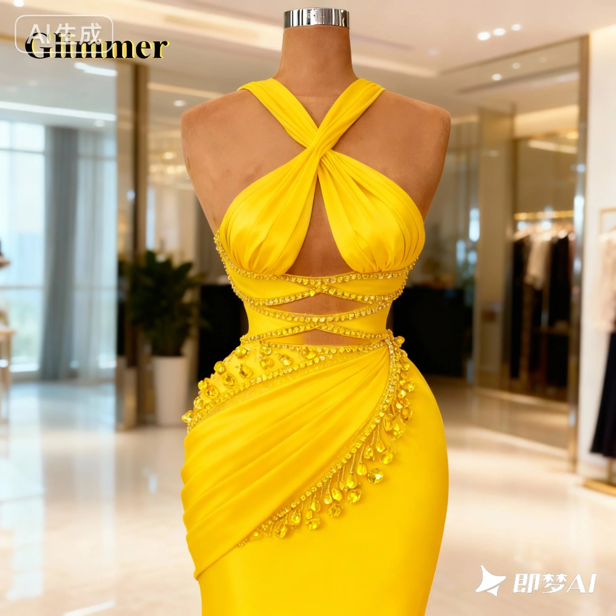 Glimmer Luxury Graduation Dresses for Girls with School Criss Cross Rhinestones Evening Party Gown Robes De Soiree Customized