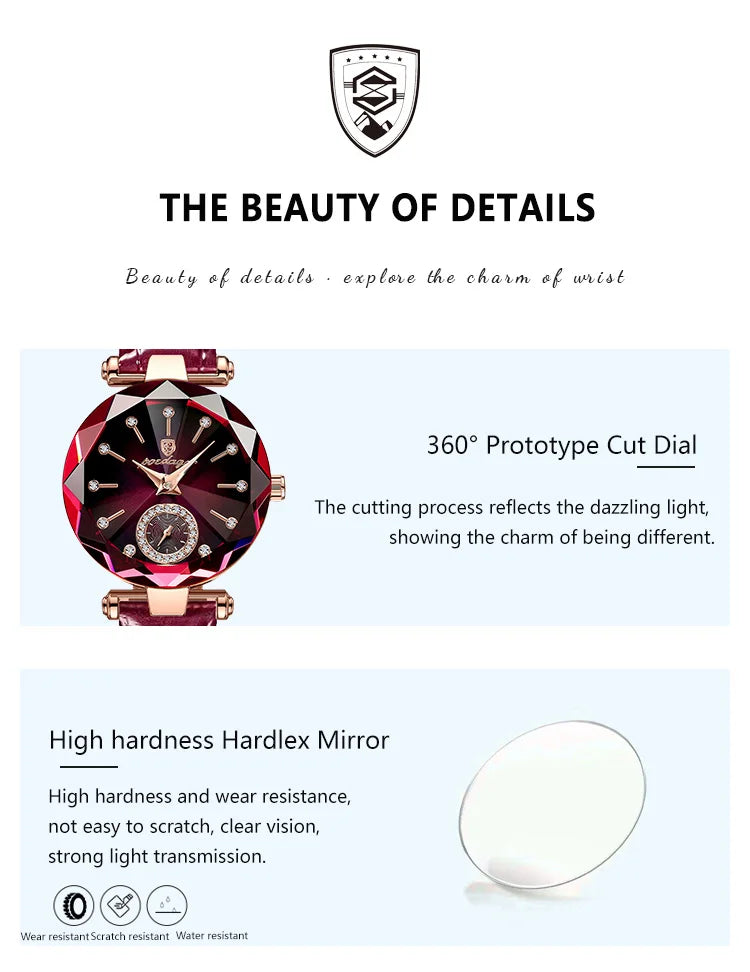 POEDAGAR Top Exquisite Elegant Watches For Women Waterproof Leather High Quality Original Woman's Watch Quartz Ladies Wristwatch