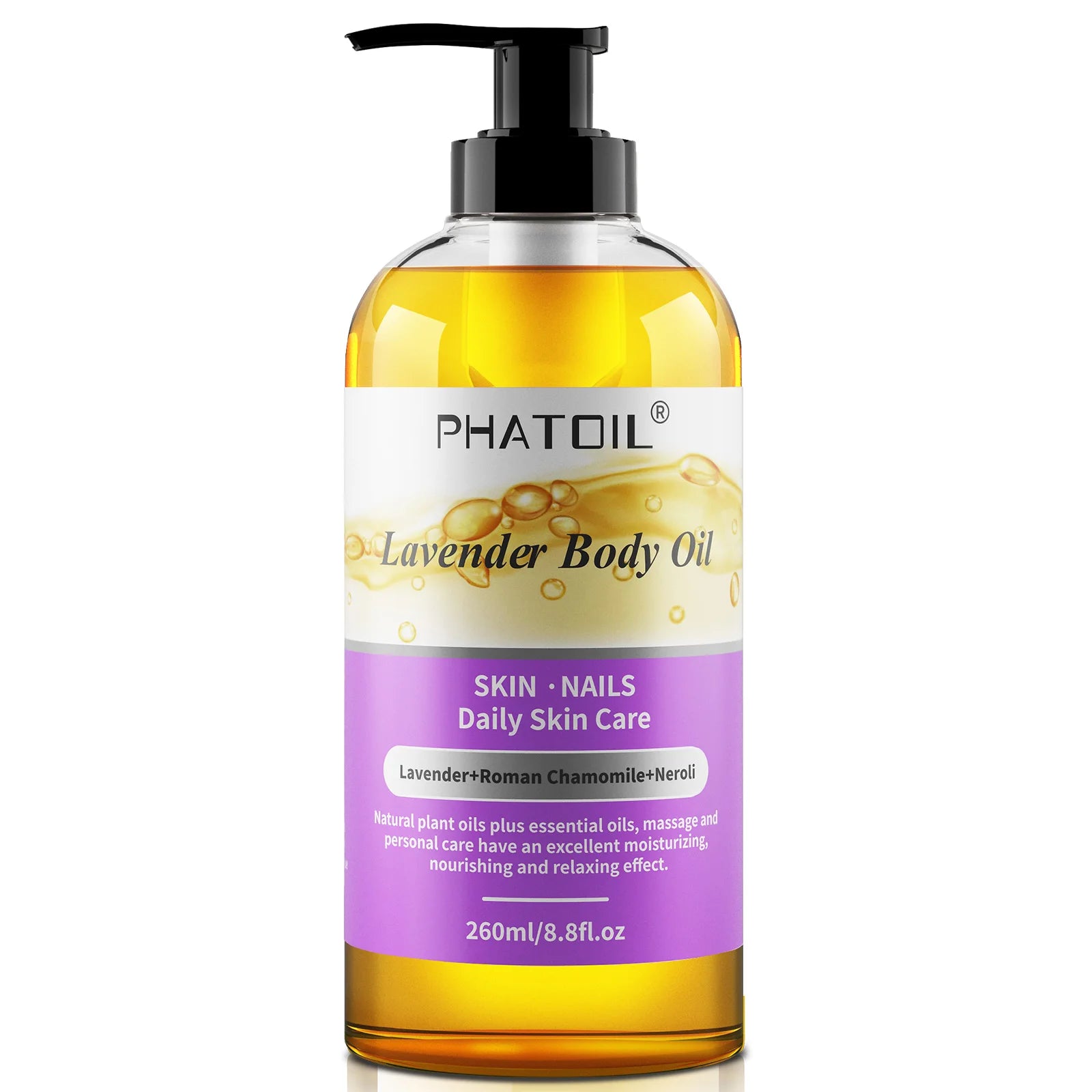 PHATOIL 260ml Body Oil For Moisturizing & Soothes Skin Ginger Grapefruit Rose Lavender Massage Body Oils Long-Lasting Fragrance