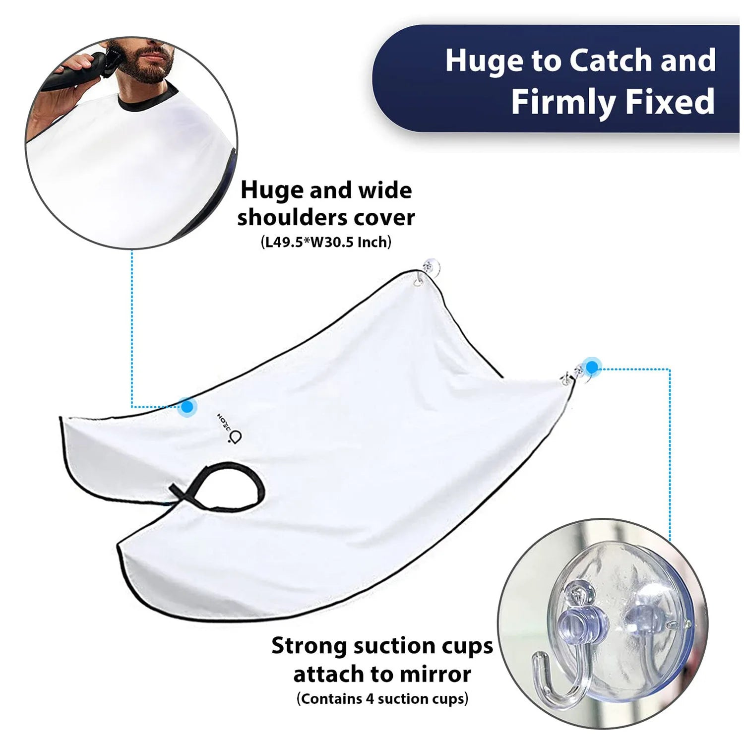 1pc Men Beard Shaving Apron Trimming Bib Creative Wall Mirror Suction Haircut Wrap Cape Home Salon Moustache Grooming Accessory