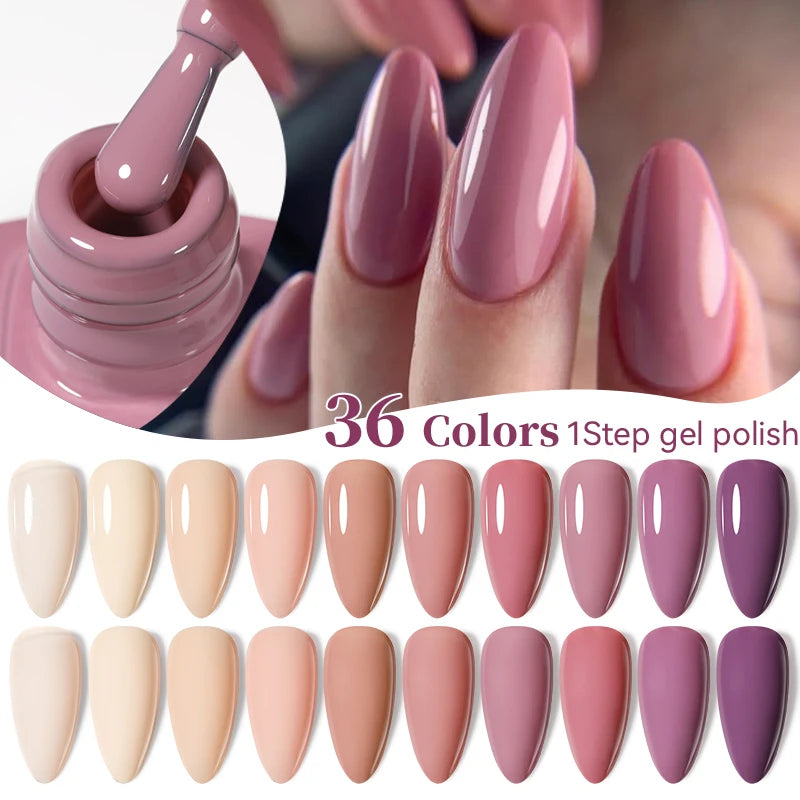 UR SUGAR 1-step Gel Polish 12ML Glitter Nail Spring Summer White Nude Pink Gel Nail Polish 3 IN 1 No Need Base Gel and Top Coat