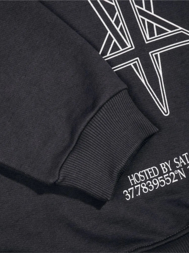 Hip Hop Streetwear Men Hoodies Satan Club Graphic Print Hooded Women Unisex Autumn Winter Punk Sweatshirts Y2K Coat Clothes Goth