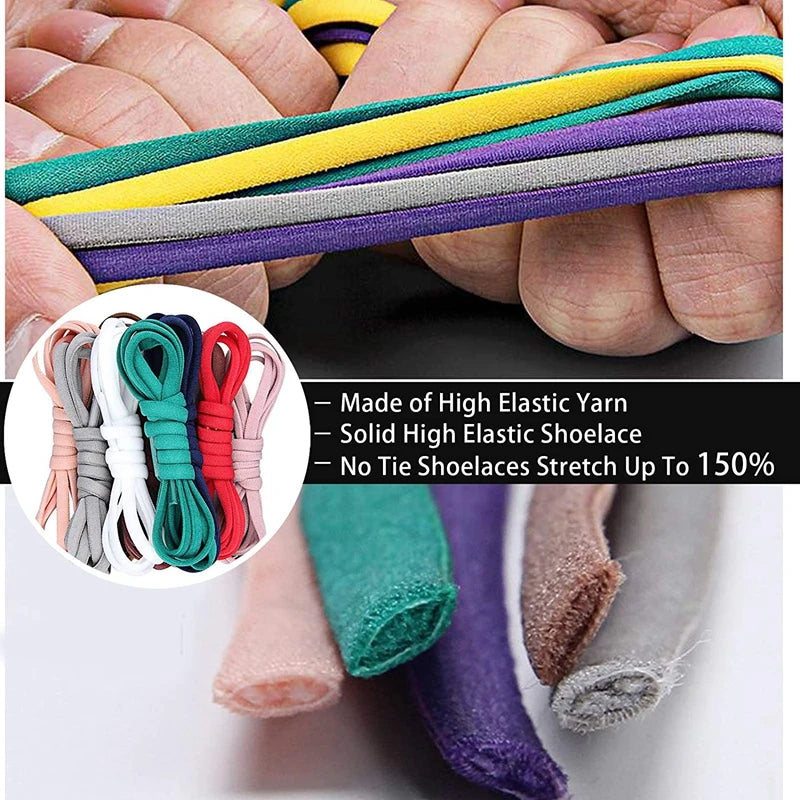 Clearance_21 Colors No Tie Shoelaces For Sneakers Elastic Shoe Laces Round Metal Lock Lazy Shoelace 1 Second quick on and off un