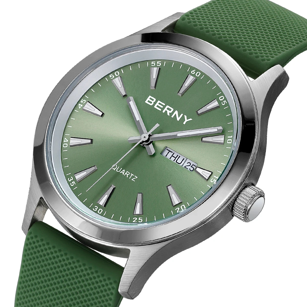 BERNY Watches for Men 40mm Luminous Elegance Dress Quartz Watch Calendar Week Luxury Waterproof Casual Business Men's Wristwatch