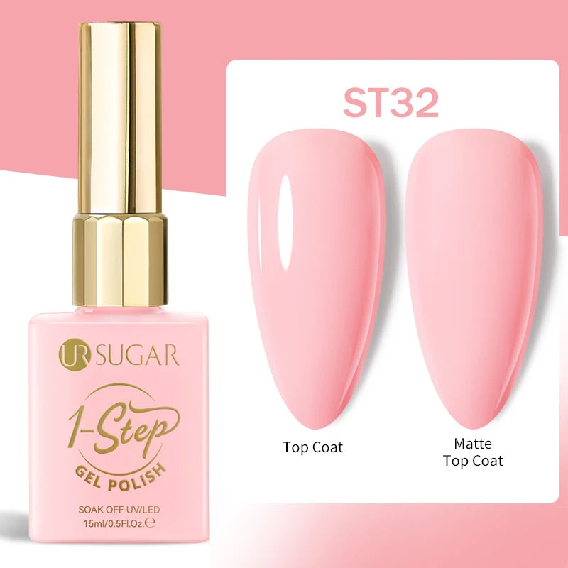 UR SUGAR 1-step Gel Polish 12ML Glitter Nail Spring Summer White Nude Pink Gel Nail Polish 3 IN 1 No Need Base Gel and Top Coat