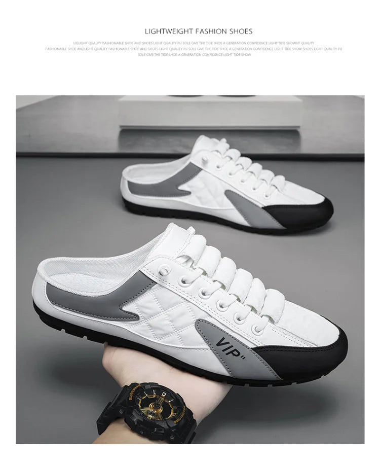 Half Slippers for Men Trendy Men's Flat Bottom Casual Shoes Soft Sole Support Shoes Men's Sneakers Zapatos De Hombre 2024