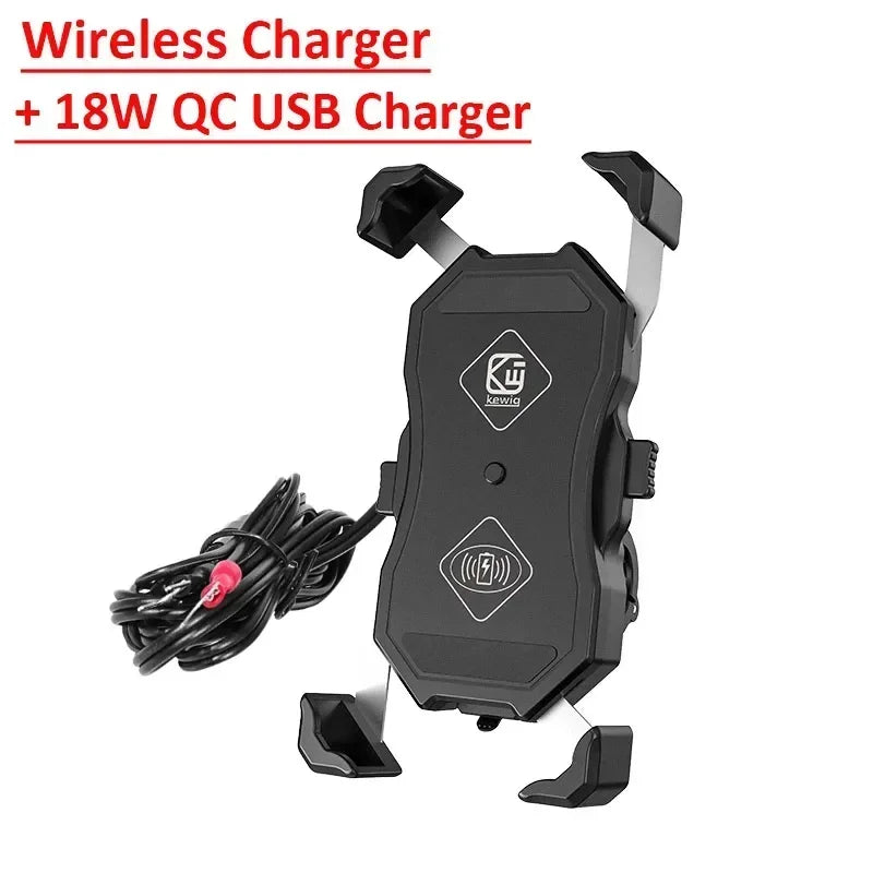 Motorcycle Phone Holder Fast Wireless Charger Quick USB Charging Moto Motorbike Mirror Stand Support Cellphone Handlebar Mount