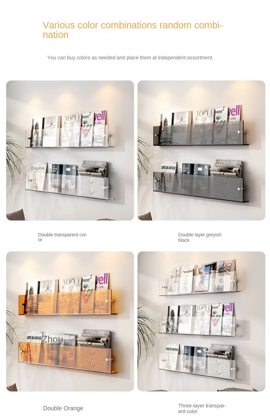 Children's Book Shelves Creative Acrylic Storage Rack Wall Mounted Picture Book Holder Magazine Display Shelf New Arrivals