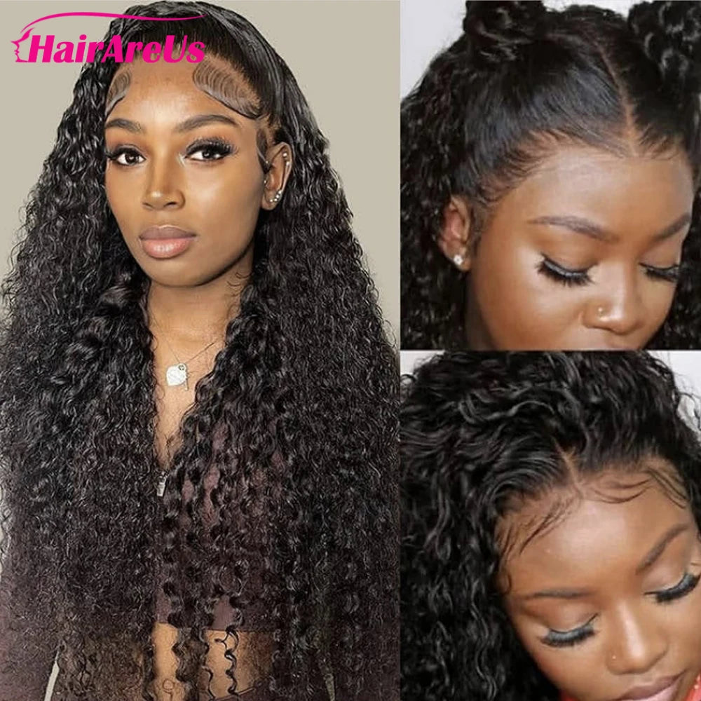 Kinky Curly Human Hair Wigs Deep Wave 13x6 HD Lace Frontal Wig Black Brazilian 13x4 HD Lace Front Remy Human Hair Wigs For Women