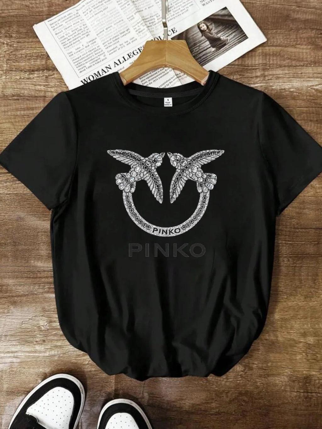 【12081】Plus size women's round neck short sleeve T-shirt with elastic half sleeves and trendy prints
