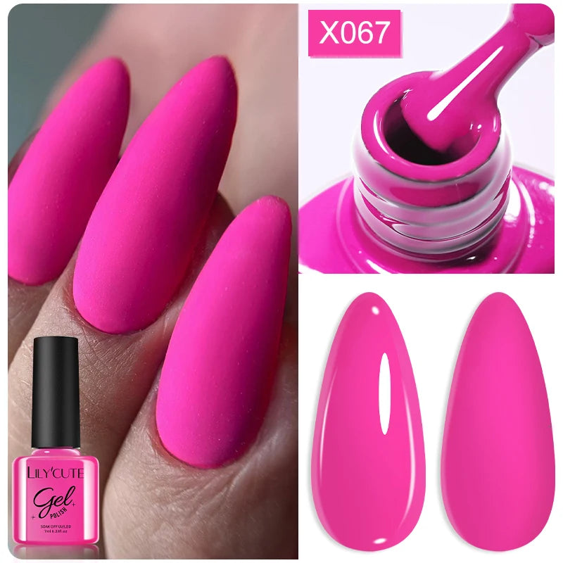 LILYCUTE 7ML Black White Color Gel Nail Polish Summer Colorful Gel Nail Art Semi Permanent UV Gel Soak Off UV LED Gel Varnishes