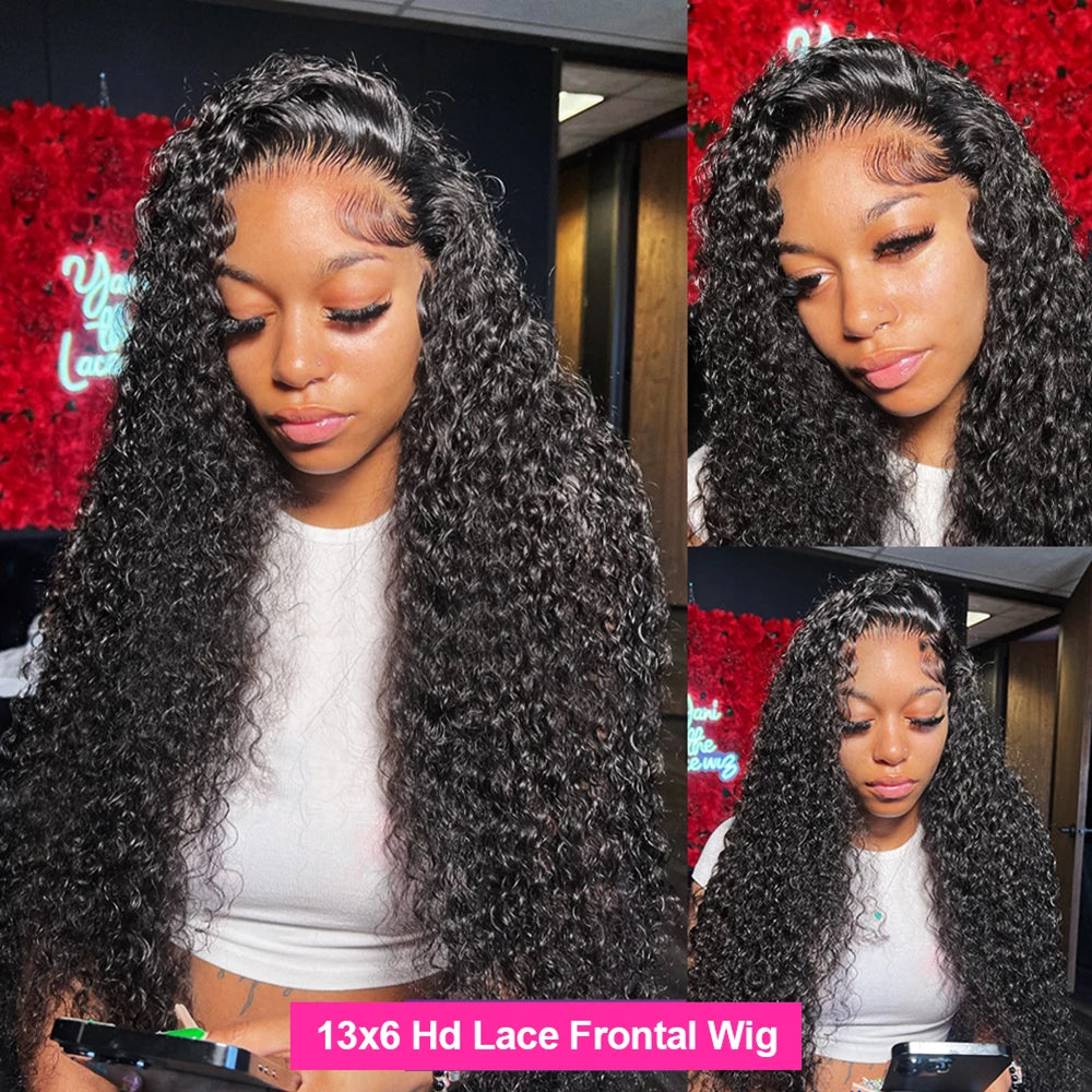Kinky Curly Human Hair Wigs Deep Wave 13x6 HD Lace Frontal Wig Black Brazilian 13x4 HD Lace Front Remy Human Hair Wigs For Women
