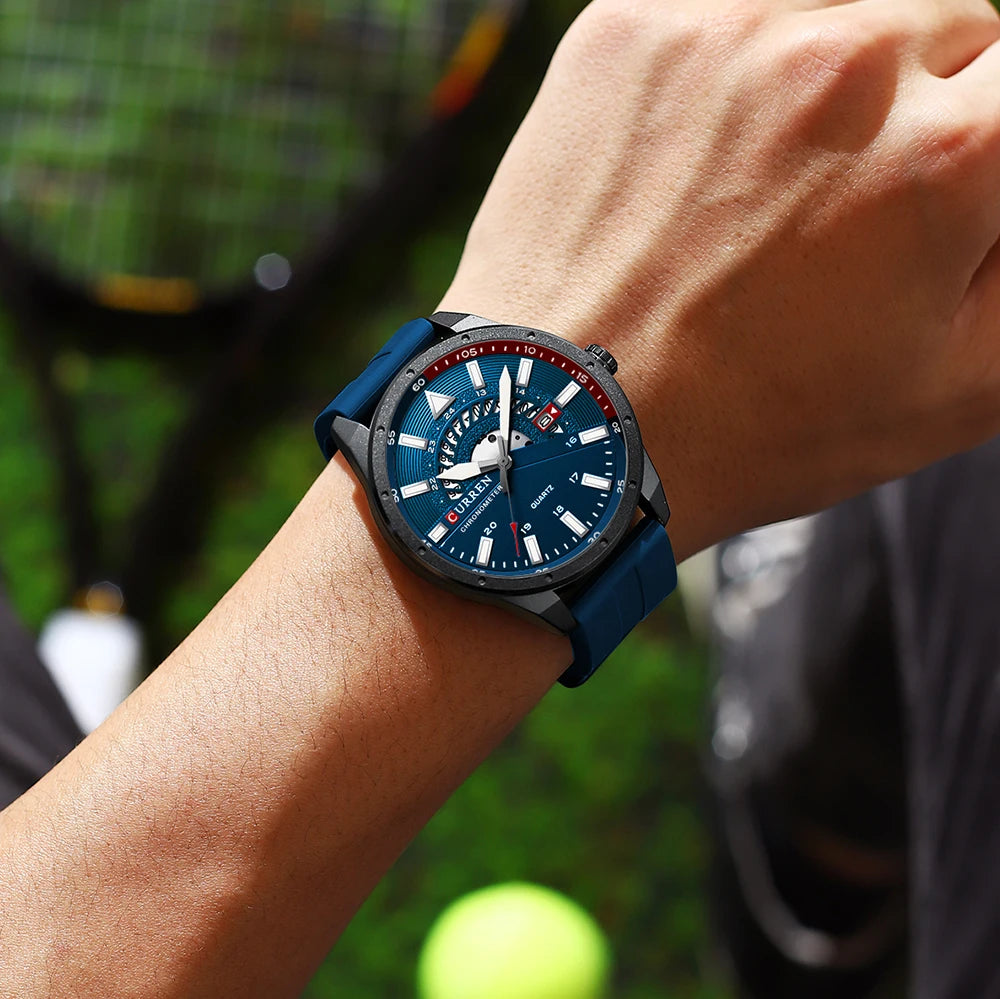 CURREN 8421 Men's Watch Luxury Men's Quartz Watch Breathable Leather Strap Waterproof Business Casual Sports Men's Watch