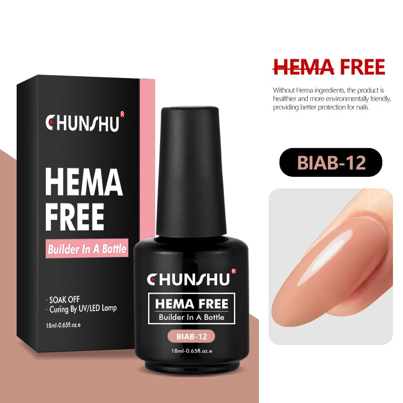 CHUNSHU Hema FREE Construction UV Gel 18ml Builder Nail Gel In A Bottle Semi Permanent Thick Rubber Base Gel Extension Nails Art