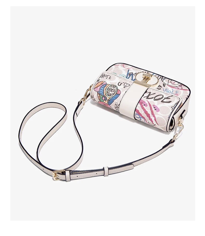 FOXER 2026 Fashion New Women's Underarm Bag PU Leather Graffiti Lady Chain Shoulder Bag Trendy Niche Design Crossbody Bag