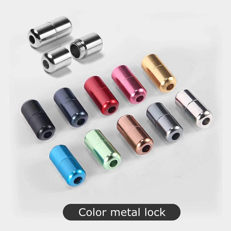 Clearance_21 Colors No Tie Shoelaces For Sneakers Elastic Shoe Laces Round Metal Lock Lazy Shoelace 1 Second quick on and off un