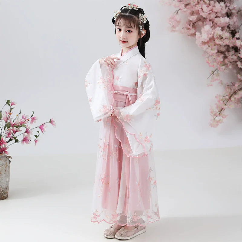 Kids Fairy Tang Costume Girls Casual Dresses Hanfu Girl Summer Children's Clothing Outfit Princess Dress Baby Vestido Robe Fille